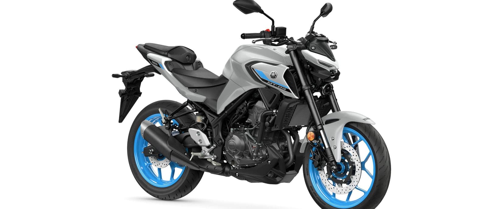 A lightweight naked beginner motorcycle photographed side-on