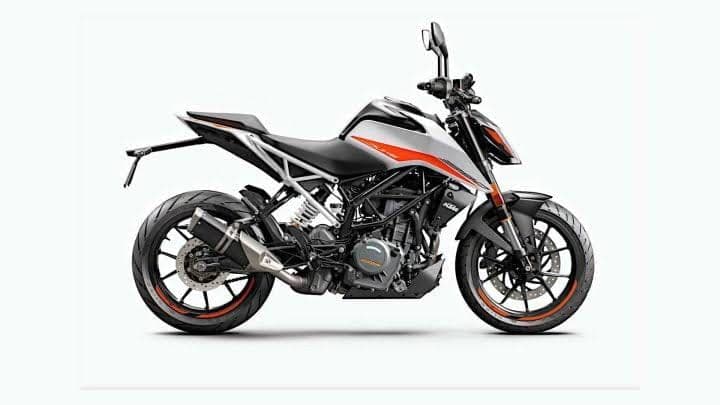 A KTM 390 Duke naked motorcycle