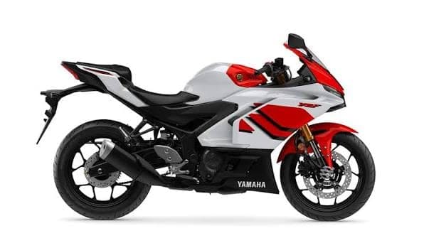 A Yamaha YZF-R3 supersport-styled motorcycle